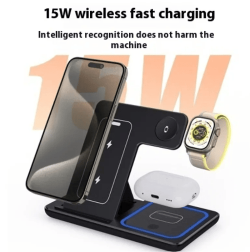 15W 3 In 1 LED Foldable Fast Wireless Charger Stand - AR enterprises
